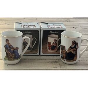 Norman Rockwell Vintage Collectible Mugs - Memories and Bedtime New In the Box‎